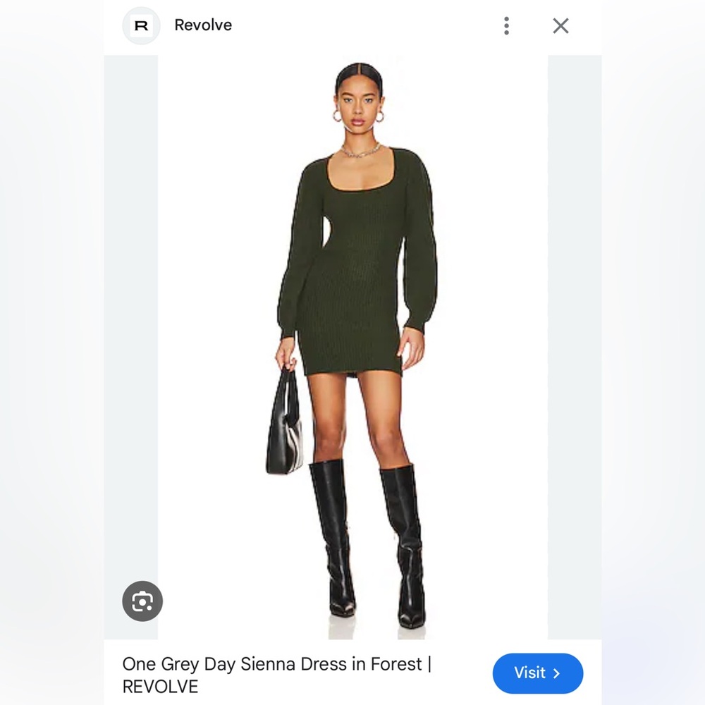 Elegant Long Sleeve Knit Dress in Forest Green